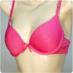 Mamia Sexy Dotted Underwire Padded Demi Cup Bra (BR9731P) (38C, Ht Pink w Blue dots)